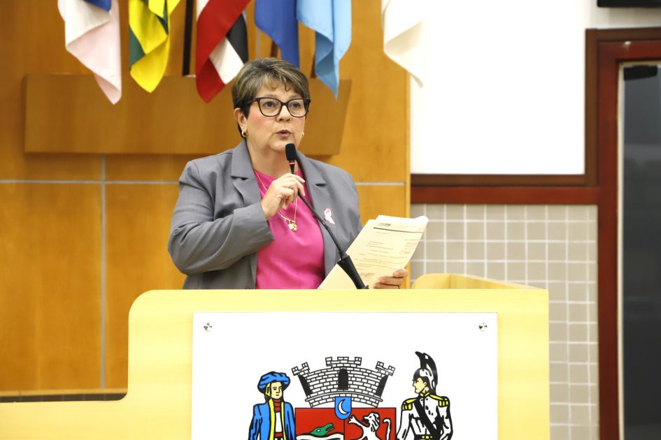 Maria Amélia pede segurança viária em frente à EE Professor João Cruz